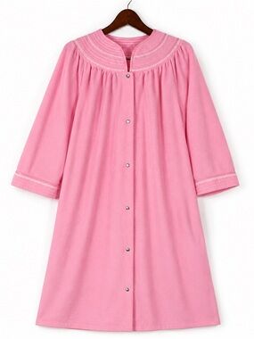 VTG Wolverine ILGWU Pink Snap Front Housecoat Robe USA M